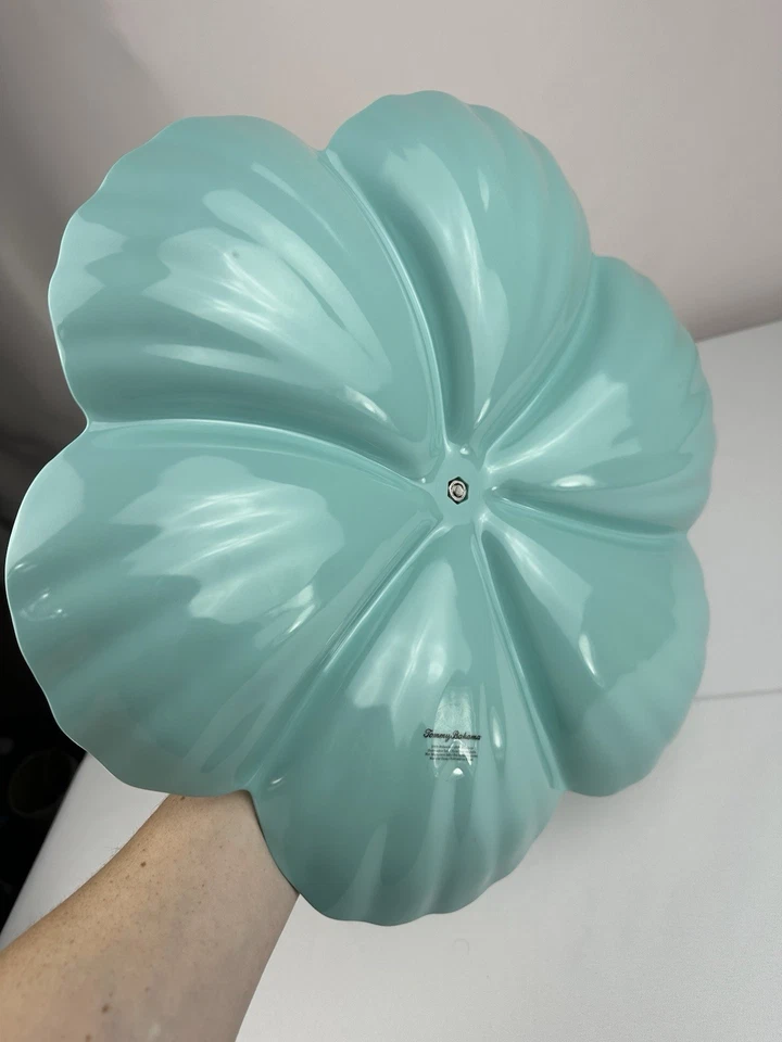 Tommy Bahama Melamine Hibiscus Flower Serving Platter Teal 15" x 4" - Image 3 of 4