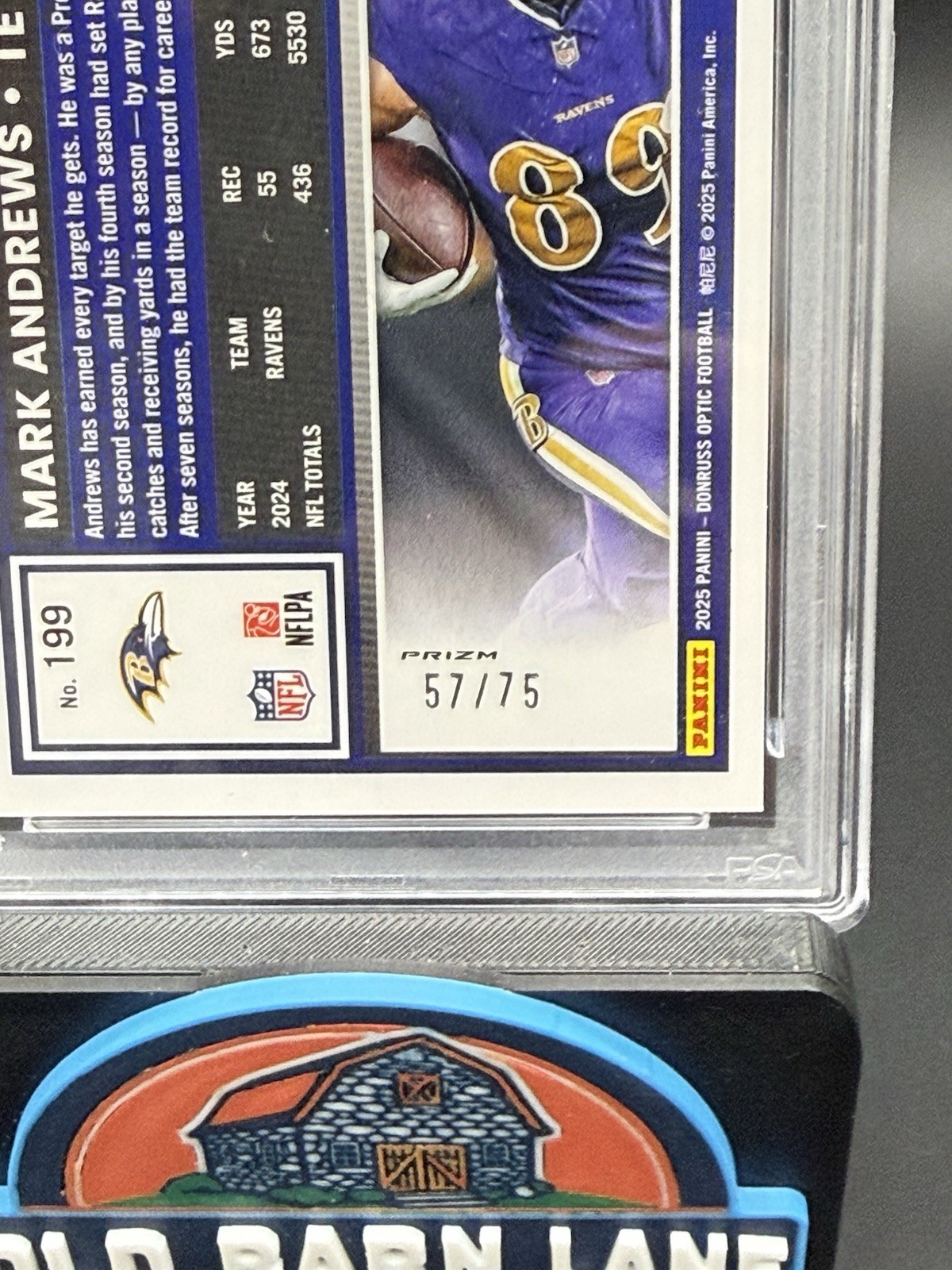 2025 Panini Donruss Optic - Mark Andrews #199 Electricity Prizm /75 PSA 9 view 3