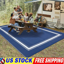 Outdoor Rug Plastic Straw Reversible Carpet Mat for Patio Camping Backyard Deck