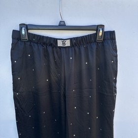 Victoria&rsquo;s Secret Pajama Set 2 Black Silver Stars Shine Satin Medium New