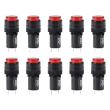 Signal Lights DC 12V NXD-212 Red Neon Bulb Flush Panel Mount 15/32" 12mm 10Pcs