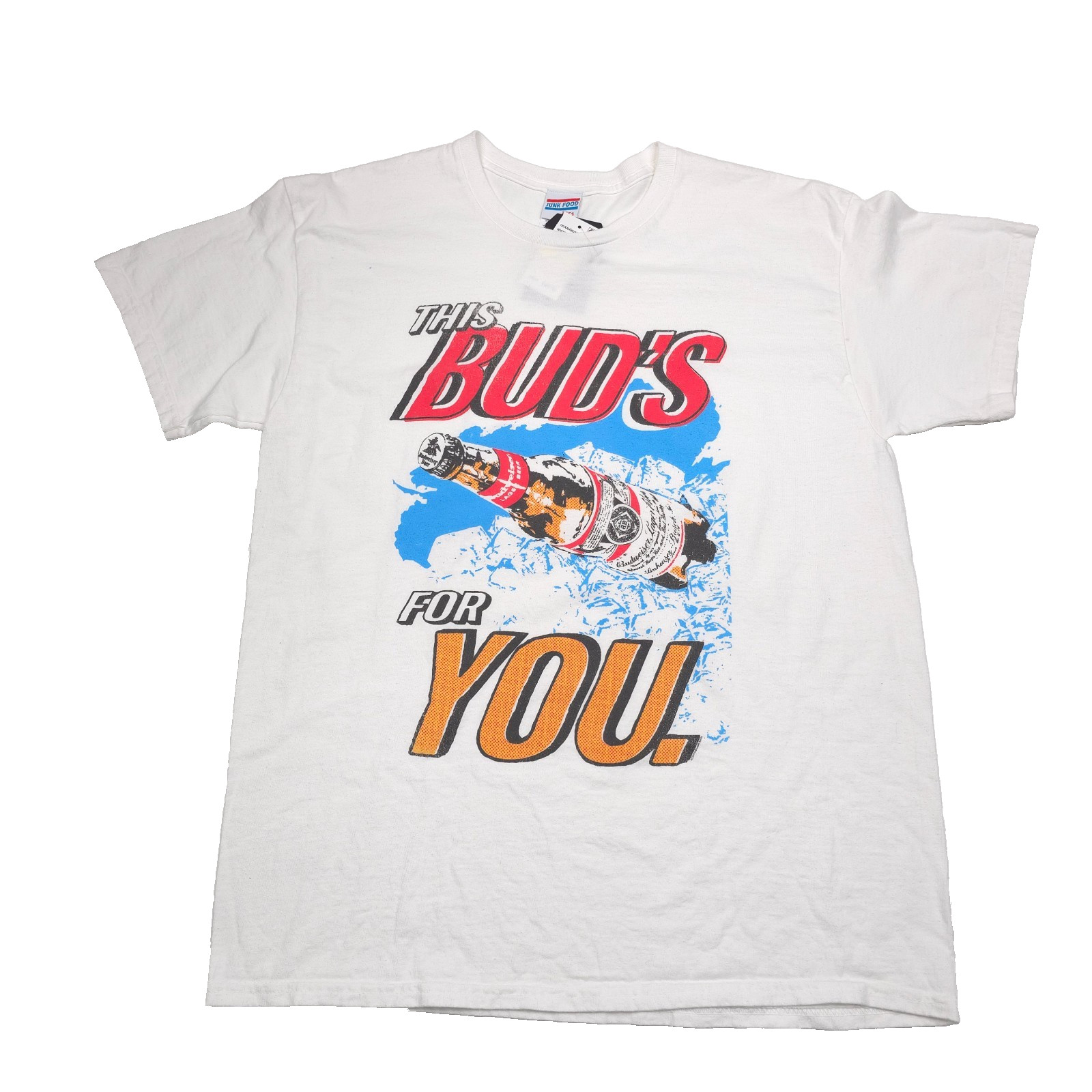 Budweiser This Buds For You White Vintage Style Tee T-Shirt Mens Size Medium