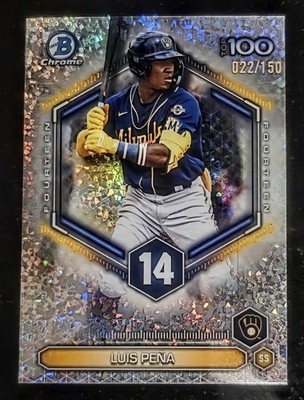 2026 Bowman Chrome Top 100 Prospects Luis Pena Mini Diamond/150 Brewers BTP-14