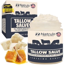 Beef Tallow Salve – All Natural Grass Fed Beef Tallow & Honey All Purpose Balm –