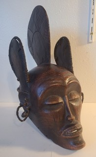 A 13" Rare Vintage Large Chokwe Baule Ivory Coast Pwo Wooden Female Mask Bust