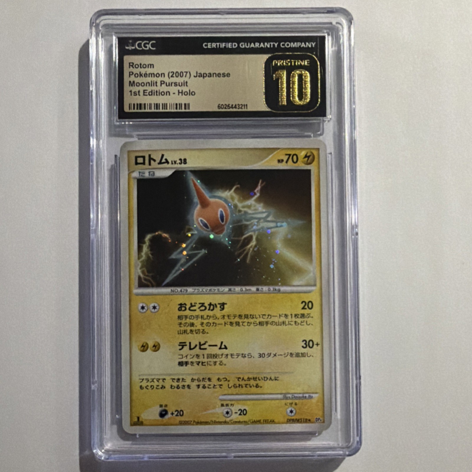 Pokémon Rotom Holo CGC Pristine 10 Moonlit Pursuit 1st Edition 2007 Japanese