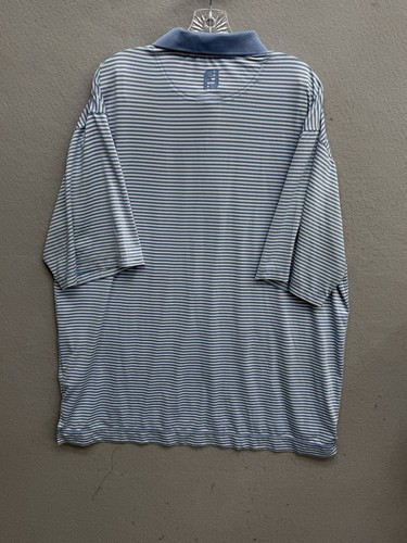 FootJoy Polo Shirt Mens Size XL Baltusrol Golf Club Embroider Blue White Striped - Picture 9 of 11