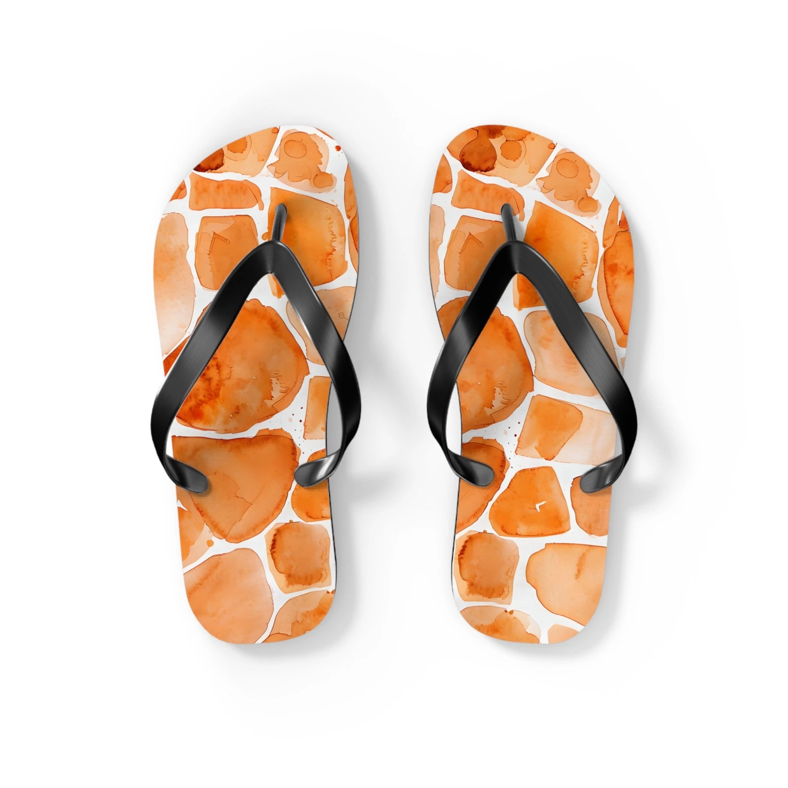 Orange Watercolor Stones Flip Flops | Summer Beach Sandals