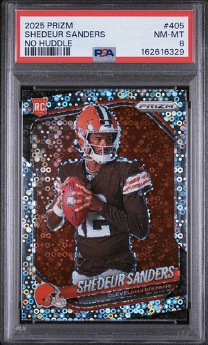 2025 Panini Prizm Rookie Variation Shedeur Sanders #405 No Huddle (RC) PSA 8