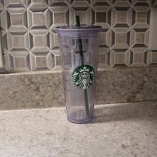 Starbucks Coffee 24 oz Clear Plastic Tumbler Cup With Straw Cold BPA Free