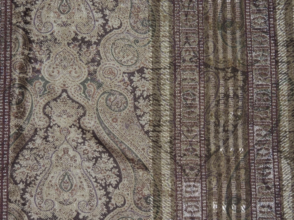 1 Croscill Tangier Paisley Damask Curtain Panel Gold Brown Lined 40x86 Weighted - Image 3 of 4