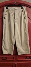 Tommy Hilfiger 8 Womens Wide Leg Casual Chino Pants Sailor Button Accents EUC
