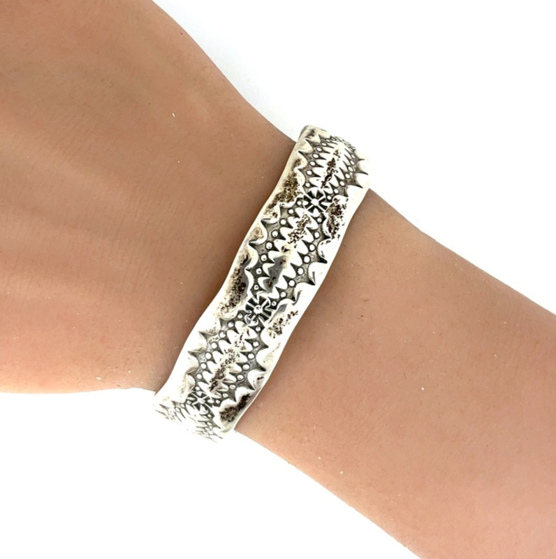 Joe Moquino Navajo Native American Vintage Sterling Silver Cuff Bracelet