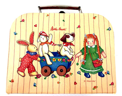 VTG RARE Kathe Kruse German Doll Accessories Suitcase Carrying Case Lunchbox Sz