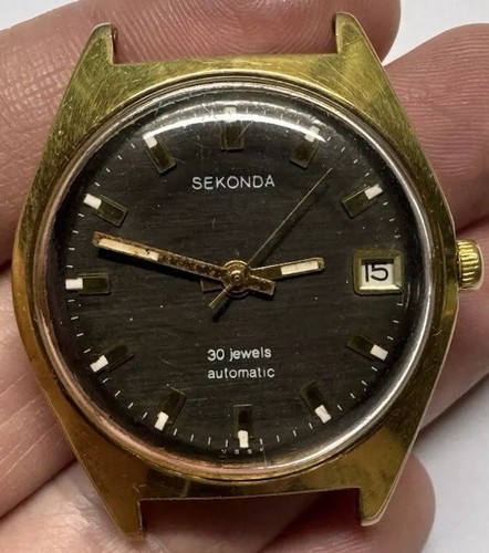 Uhr UdSSR Sekonda Automatik 30 Steine, Datum, vergoldet, Vintage, KLASSIKER - Bild 2 von 11