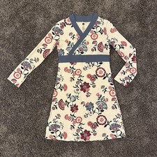 Tea Collection Wrap Front Taiyo Dress Girls 12 Long Sleeve Oatmeal Floral