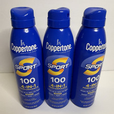 NEW Coppertone Sport 4-in-1 Sunscreen Spray SPF 100 5.5 oz PACK OF 3 FREE SHIP