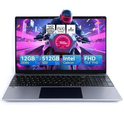 15.6 inch Laptop Computer Intel Quad-Core Processors 12GB RAM ＆ 512GB SSD