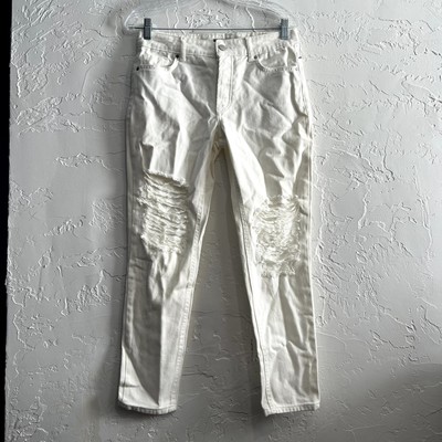 NWT AFRM distressed button fly white jeans womens 25 punk rocker rockabilly
