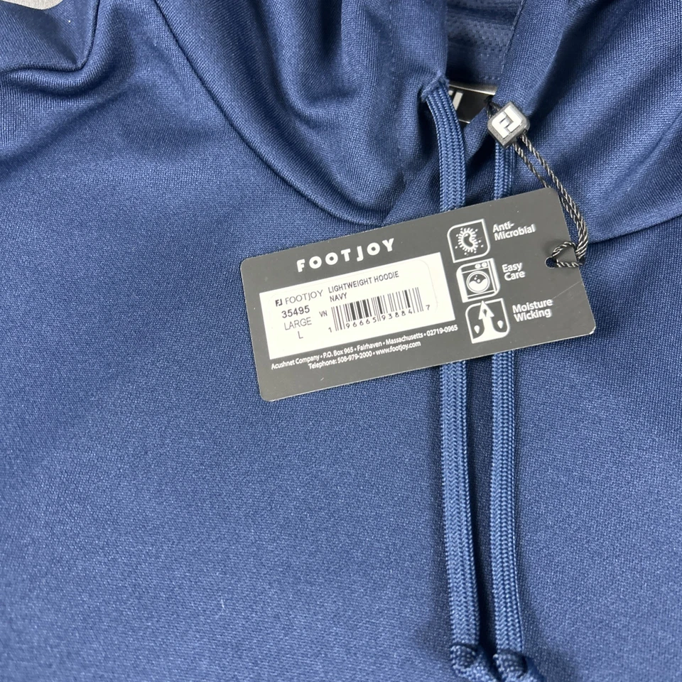 FootJoy Golf Hoodie Lightweight Large Navy Blue Polyester NWT MSRP $125 - Image 4 of 4
