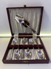 Ryals EPNS Silver Plate 6 Teaspoon & Cake Slice Set Fitted Case Made in England
