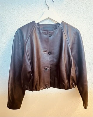 Zara Echtleder Echtes Leder Bomber Jacke Bordeaux Rot Braun S Neu LP299€ - Bild 1 von 4