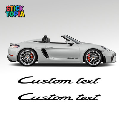 Porsche 718 Spyder Seitenstreifen Aufkleber - individueller Text Vinyl Aufkleber (Paar) 911 GT
