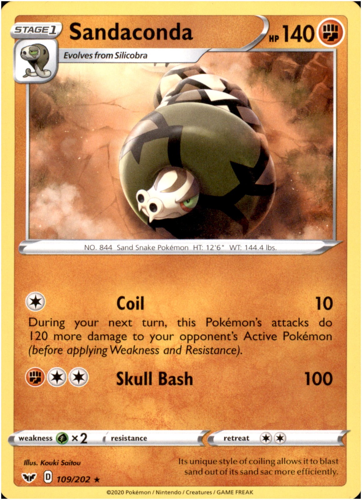 Sandaconda 109/202 Rare - Pokemon SWSH01: Sword & Shield Base Set LP-NM