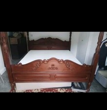 Four Poster Bed  Wax Polish, Size: Super King size 180×200