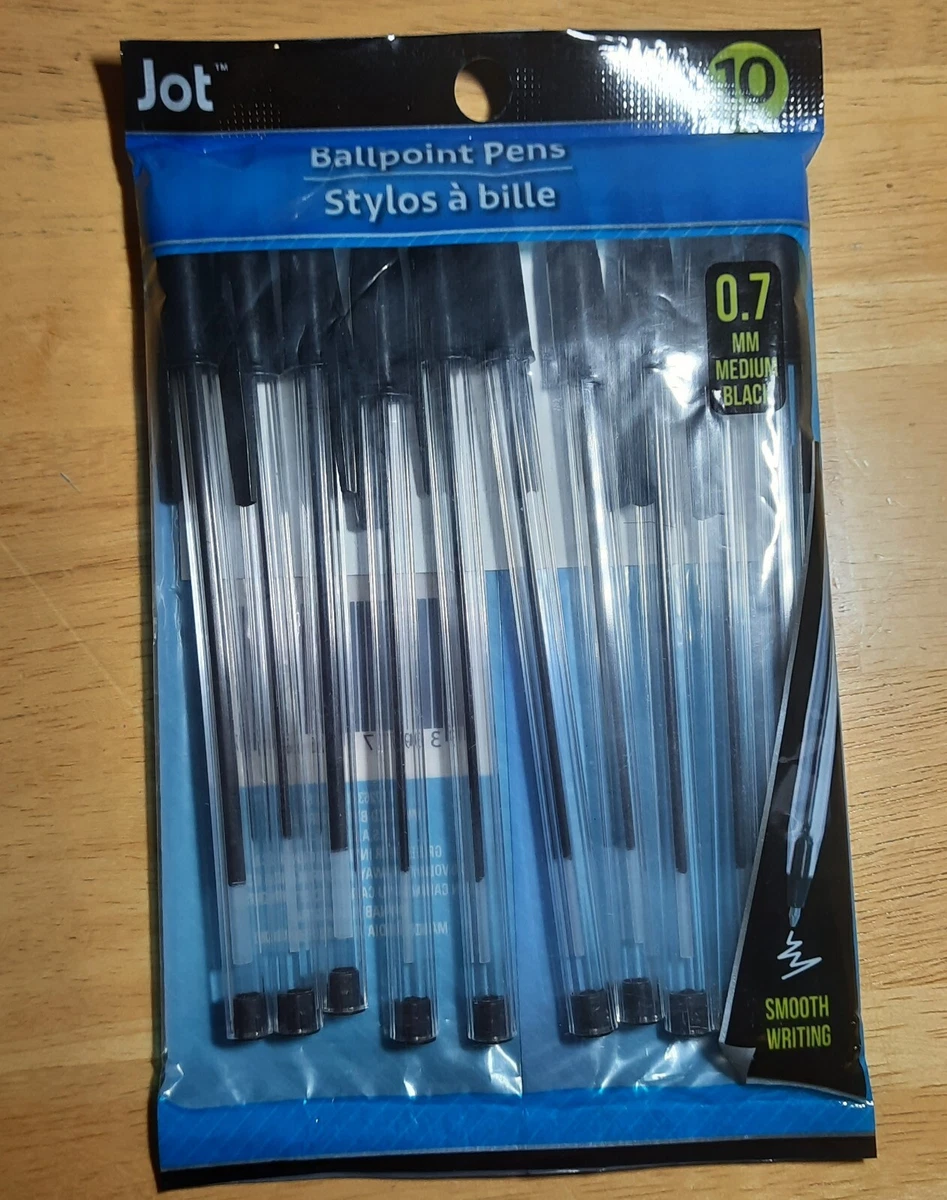 Jot Ballpoint Pens 10 Packs of 10 Medium Black .7 MM Smooth