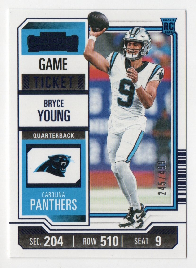 2023 Contenders Season Ticket Bryce Young #15 Blue Foil 245/499 Panthers