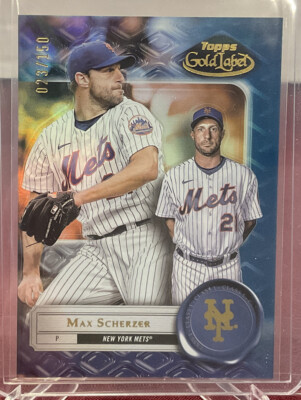 2022 Topps Gold Label Max Scherzer #47 Class 1 Blue Parallel /150 Mets