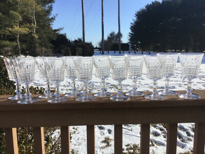 Signed Val Saint Lambert Esneux Pattern Water Goblet s Set of 12 10 oz Cut 