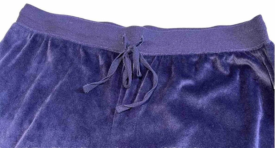 Pantalones de pijama Honeydew talla grande joggers azul marino terciopelo cintura elástica cordón Foto 2 de 4