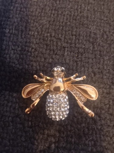 Broche Chat En Métal Doré Avec Strass - Superbe Bijou Fantaisie, Neuf Sans Emballage