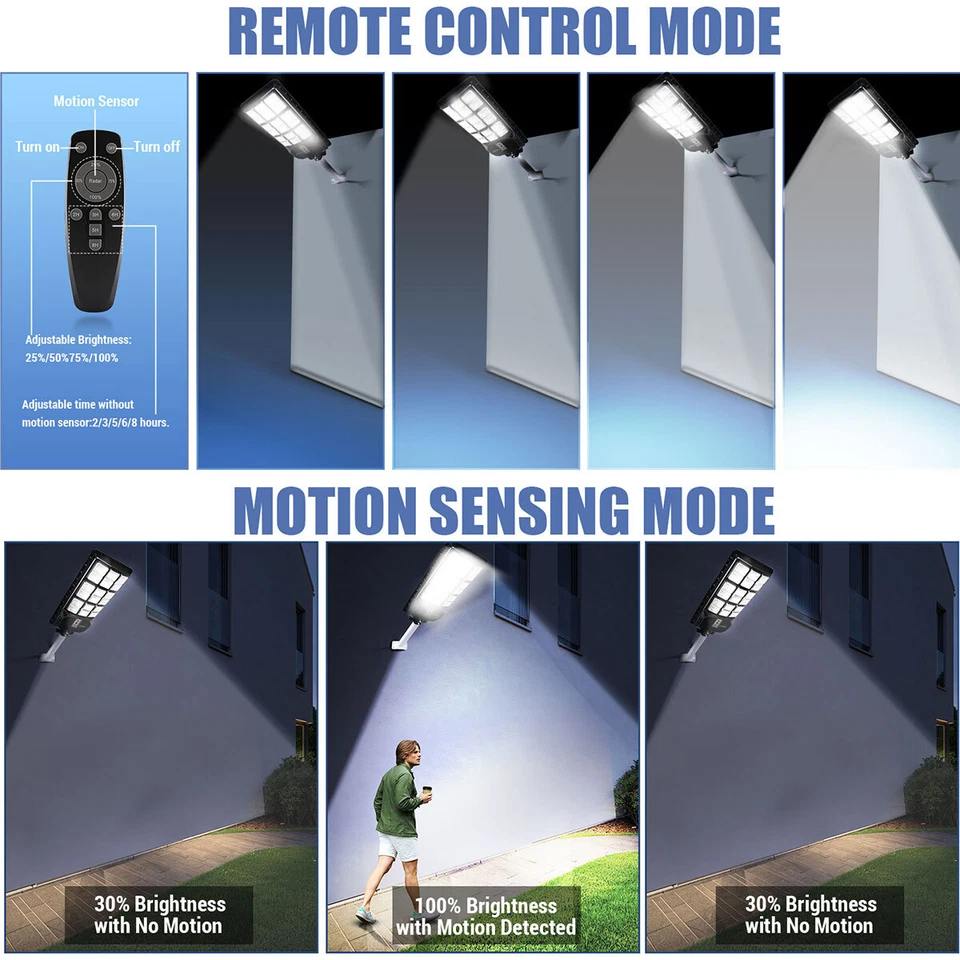 Commercial 99999999LM LED Outdoor Dusk to Dawn Solar Street Light Area Road Lamp - Image 3 of 4