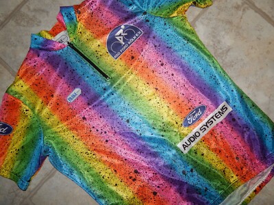Maillot Cycliste Vintage Mike Sport – Blanc/Bleu, Demi-fermeture éclair, Années 80/90, Taille XL