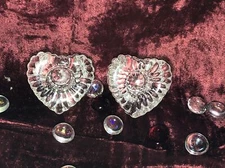 Candle Holders Taper Heart Shape Clear Glass Japan Vintage
