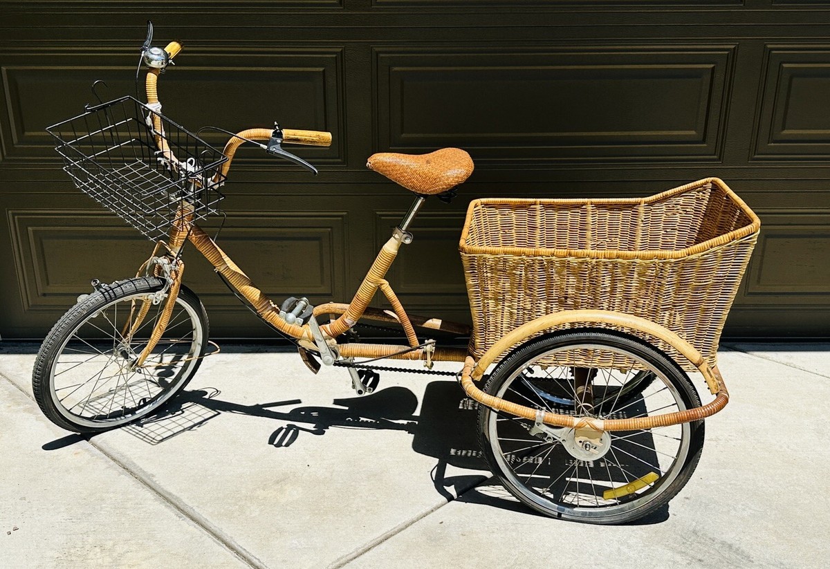 Vintage Bamboo/Wicker Rattan Wheel Bicycle Tricycle