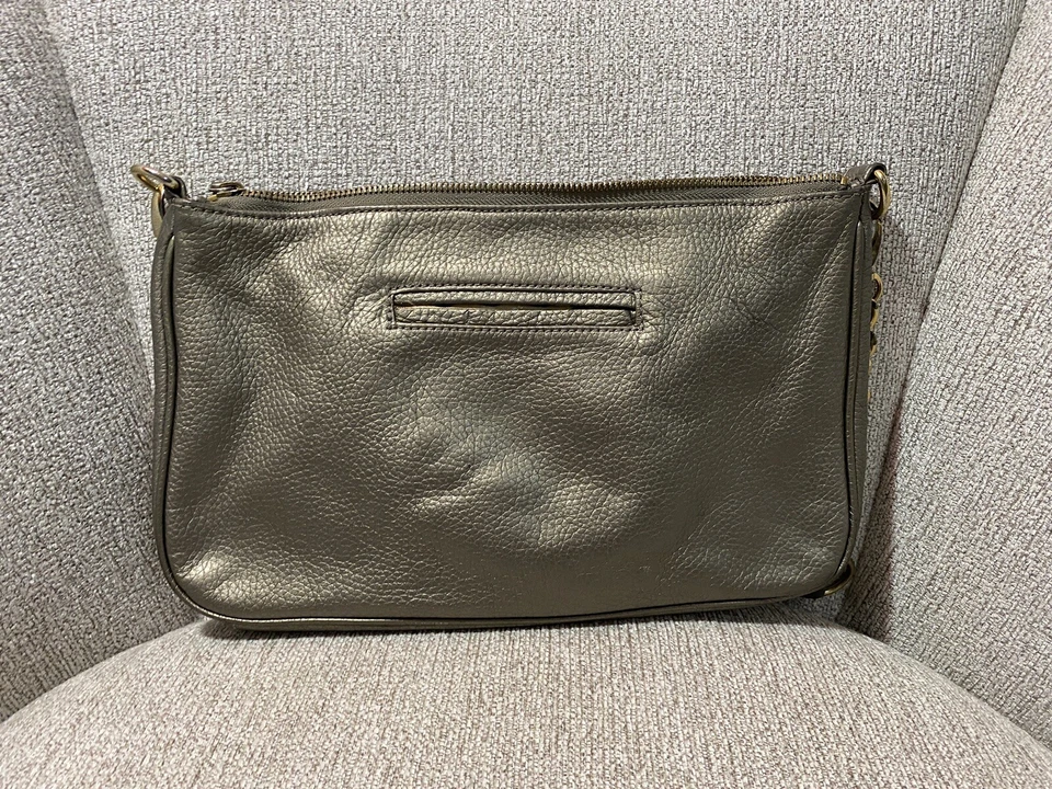 Bolso de Mano Kate Landry Cuero Bronce Cadena Dorada Estampado Leopardo De Colección Usado Foto 3 de 4