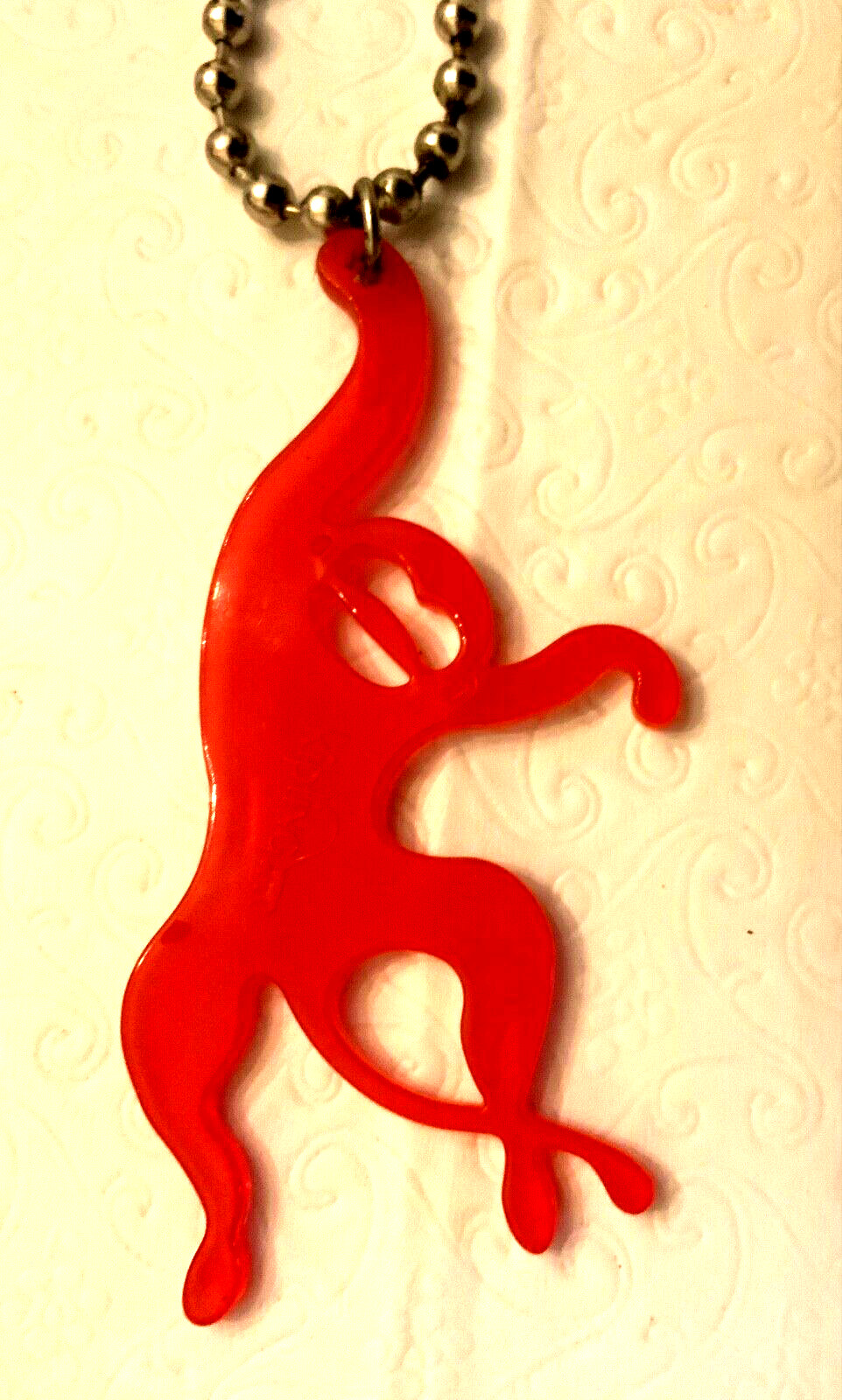 Kipling Red Plastic Monkey Keychain Silver Ball B… - image 3