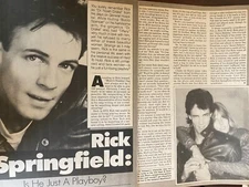 Rick Springfield, Two Page Vintage Clipping, a