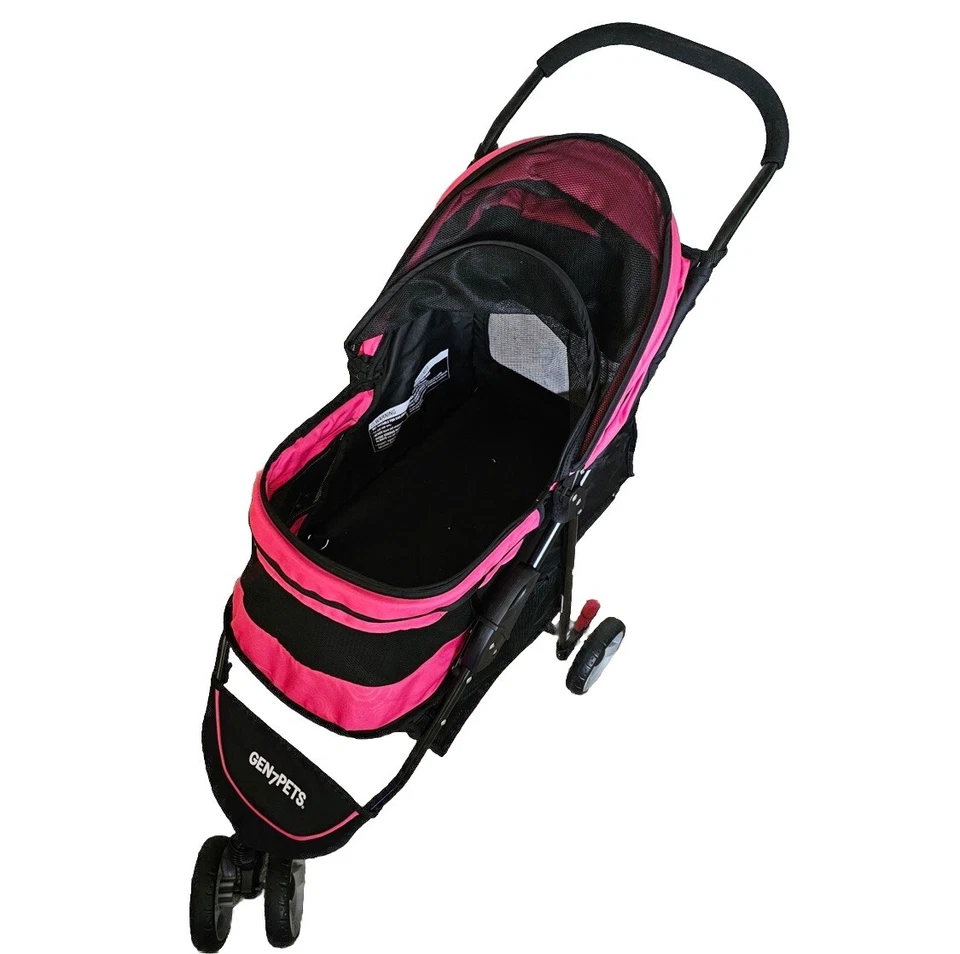 Regal Plus Lightweight 4 Wheel Foldable Dog Pet Stroller Raspberry Sorbet Pink - Image 3 of 4
