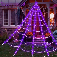 Halloween Giant Spider Web Decoration 250 LED Light 189in x 196.8in
