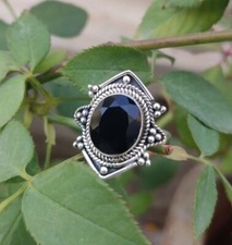 Faceted Black Onyx Ring, 925 Silver, Designer Ring, Modern Ring, Women Jewelry