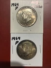 1964-P JFK Half Dollars -90% Silver Lot of 2 Brilliant Uncirculated *Toned Gems*