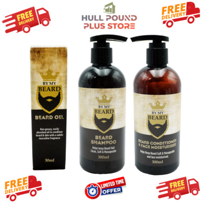 By My Beard Shampoo, Öl, Conditioner & Feuchtigkeitscreme Herren Geschenkset - Vegan