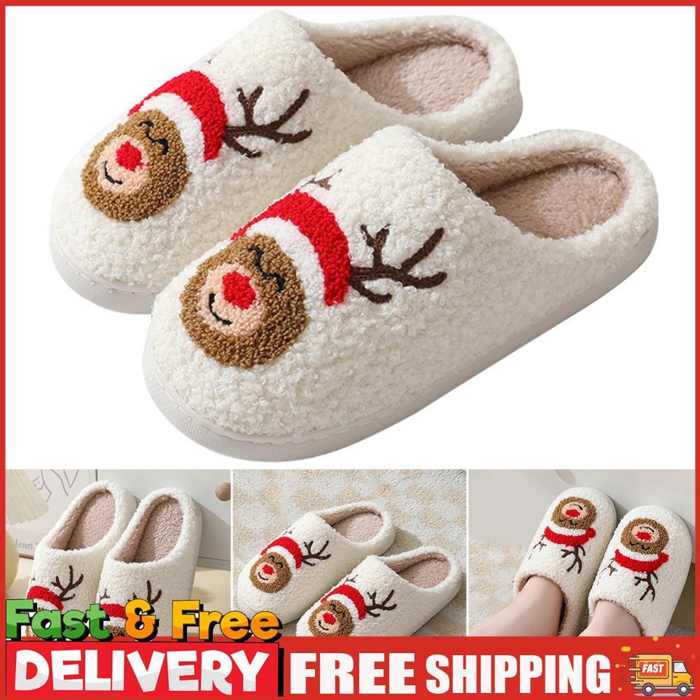 SAOLA Natale Pantofole da Interno Fuzzy Suola Spessa Alce Forniture per la Casa (40 41)