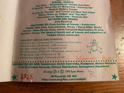Twilight Circus Sound System Dub Plate Selection CD hand lettered