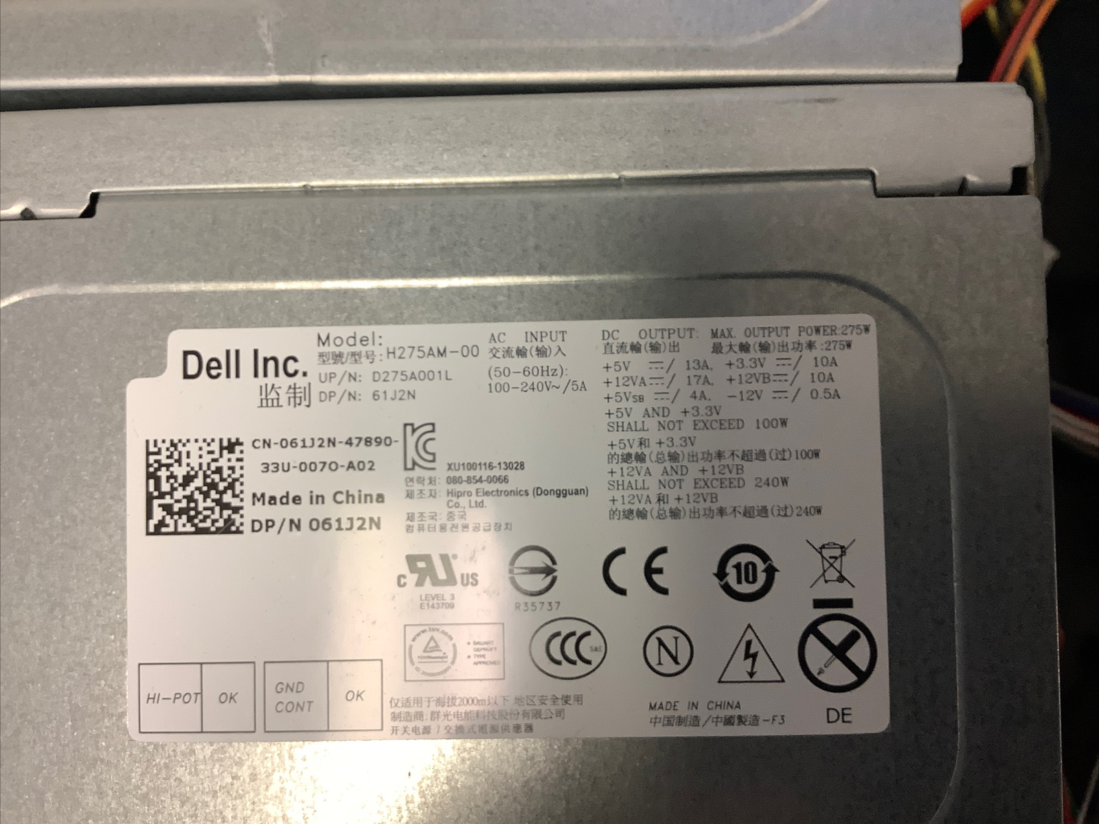 Lot of 10 Dell H275AM00 Power Supply Optiplex eBay